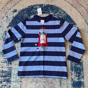 NWT Hanna Andersson Striped Gumball Appliqué Long Sleeve Shirt 110 cm